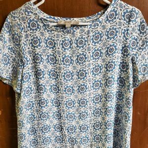 Paisley Short Sleeve Blouse with Ruffled Back - SP